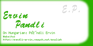 ervin pandli business card